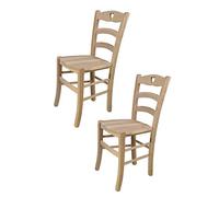 Tommychairs - Set 2 chaises Cuore pour Cuisine, Bar et Salle à Manger, Robuste Structure en Bois de hêtre Poli, Non traité, 100% Naturel et Assise en Bois