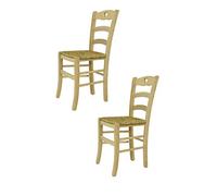 Tommychairs - Set 2 chaises Cuore pour Cuisine, Bar et Salle à Manger, Robuste Structure en Bois de hêtre Poli, Non traité, 100% Naturel et Assise en Paille