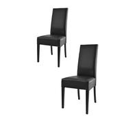 Tommychairs - Set 2 chaises LUISA pour cuisine, bar et salle à manger, robuste structure en bois de hêtre peindré en noir, assise et dossier rembourrés et revêtus en cuir artificiel couleur noir