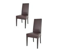 Tommychairs - Set 2 chaises LUISA pour cuisine, bar et salle à manger, robuste structure en bois de hêtre peindré en wengé, assise et dossier rembourrés et revêtus en cuir artificiel couleur moka