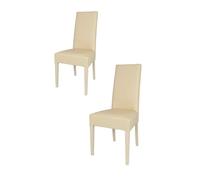 Tommychairs - Set 2 chaises LUISA pour cuisine, bar et salle à manger, robuste structure en bois de hêtre peindré en sable, assise et dossier rembourrés et revêtus en cuir artificiel couleur sable