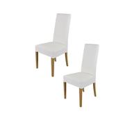 Tommychairs - Set 2 chaises LUISA robuste structure en bois de hêtre peindré chêne, assise et dossier en cuir artificiel blanc