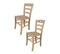 Tommychairs - Set 2 chaises Savoie pour Cuisine, Bar et Salle à Manger, Robuste Structure en Bois de hêtre Poli, Non traité, 100% Naturel et Assise en Bois