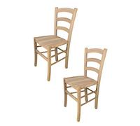 Tommychairs - Set 2 chaises Venezia pour Cuisine, Bar et Salle à Manger, Robuste Structure en Bois de hêtre Poli, Non traité, 100% Naturel et Assise en Bois