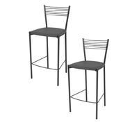 Tommychairs - Set 2 tabourets bar ELEGANCE robuste structure en acier peindré gris foncé et assise en cuir artificiel gris foncé