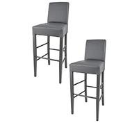 Tommychairs - Set 2 tabourets bas LUISA pour cuisine, bar et salle à manger, structure en bois de hêtre peindré en gris foncé, assise et dossier rembourrés et revêtus en cuir artificiel gris foncé