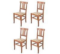 Tommychairs - Set 4 chaises Artemisia pour Cuisine, Bar et Salle à Manger, Robuste Structure en Bois de hêtre peindré en Couleur Noyer Clair et Assise rembourrée et revêtue en Tissu liseré Rouge