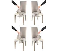 Tommychairs - Set 4 chaises avec housse amovible Jazz pour cuisine et salle à manger, structure en bois de hêtre cappuccino, assise et dossier rembourrés et recouverts d'un housse en tissu chamois