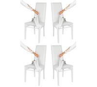 Tommychairs - Set 4 chaises avec Housse Amovible Jazz pour Cuisine, Structure en Bois de hêtre Blanc, Assise et Dossier rembourrés et recouverts avec Housse en Tissu Blanc