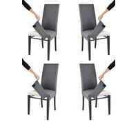 Tommychairs - Set 4 chaises avec Housse Amovible Jazz Structure en hêtre Aniline Noire Dossier recouvert en Tissu Gris foncé