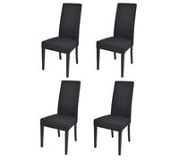 Tommychairs - Set 4 chaises cuisine CHIARA, robuste structure en bois de hêtre, assise et dossier en cuir artificiel couleur noir
