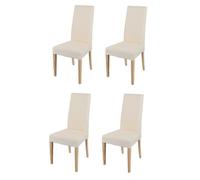 Tommychairs - Set 4 chaises cuisine CHIARA robuste structure en bois de hêtre naturel assise et dossier en tissu ivoire