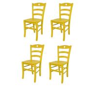 Tommychairs - Set 4 chaises cuisine CUORE, robuste structure en bois de hêtre peindré en aniline couleur jaune et assise en bois