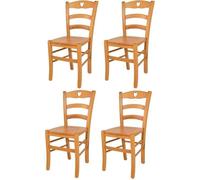 Tommychairs - Set 4 chaises cuisine CUORE, robuste structure en bois de hêtre peindré en couleur miel et assise en bois
