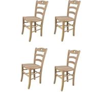 Tommychairs - Set 4 chaises cuisine CUORE, robuste structure en bois d'hêtre poli, non traité, 100% naturel, assise en bois