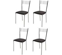 Tommychairs - Set 4 chaises cuisine ELEGANCE, robuste structure en acier chromé et assise en cuir artificiel couleur moka