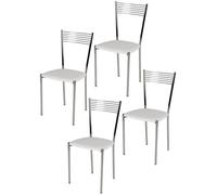Tommychairs - Set 4 chaises cuisine ELEGANCE robuste structure en acier chromé et assise en cuir artificiel couleur blanc