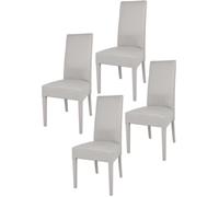 Tommychairs - Set 4 chaises cuisine LUISA, robuste structure en bois de hêtre, assise et dossier en cuir artificiel gris clair