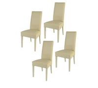 Tommychairs - Set 4 chaises cuisine LUISA, robuste structure en bois de hêtre, assise et dossier en cuir artificiel couleur sable