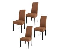 Tommychairs - Set 4 chaises cuisine LUISA structure en bois de hêtre en wengé assise et dossier en cuir artificiel couleur cuir
