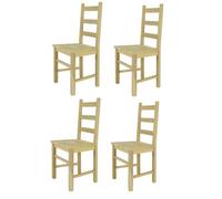 Tommychairs - Set 4 chaises cuisine RUSTICA robuste structure en bois de hêtre poli non traité 100% naturel et assise en bois