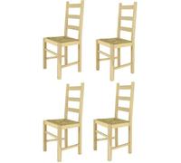Tommychairs - Set 4 chaises cuisine RUSTICA robuste structure en bois de hêtre poli non traité 100% naturel et assise en paille