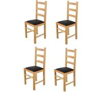 Tommychairs - Set 4 chaises cuisine RUSTICA, structure en bois de hêtre peindré en naturelle, assise en cuir artificiel noir