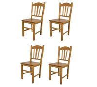 Tommychairs - Set 4 chaises cuisine SILVANA, robuste structure en bois de hêtre peindré en couleur chêne et assise en bois