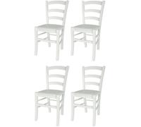 Tommychairs - Set 4 chaises cuisine VENEZIA robuste structure en bois de hêtre laqué en blanc assise en en faux cuir couleur