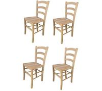 Tommychairs - Set 4 chaises cuisine VENEZIA robuste structure en bois de hêtre poli non traité 100% naturel et assise en bois