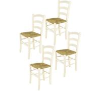 Tommychairs - Set 4 chaises cuisine VENICE robuste structure en bois de hêtre peindré en couleur anilnie blanche et assise en