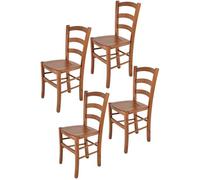 Tommychairs - Set 4 chaises cuisine VENICE robuste structure en bois de hêtre peindré en couleur cerisier et assise en bois