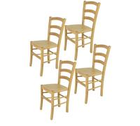 Tommychairs - Set 4 chaises cuisine VENICE, robuste structure en bois de hêtre peindré en couleur naturelle et assise en bois