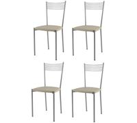 Tommychairs - Set 4 chaises Elegance pour cuisine structure en acier alluminium assise rembourrée en cuir artificiel lin