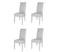 Tommychairs - Set 4 chaises LUISA pour cuisine, bar et salle à manger, robuste structure en bois de hêtre peindré en gris clair, assise et dossier rembourrés et revêtus en cuir artificiel gris clair