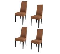 Tommychairs - Set 4 chaises LUISA pour cuisine, bar et salle à manger, robuste structure en bois de hêtre peindré en wengé, assise et dossier rembourrés et revêtus en cuir artificiel coleur cuir