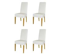 Tommychairs - Set 4 chaises LUISA pour cuisine, bar et salle à manger, robuste structure en bois de hêtre peindré en chêne, assise et dossier rembourrés et revêtus en cuir artificiel couleur blanc