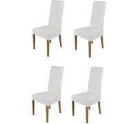 Tommychairs - Set 4 chaises LUISA robuste structure en bois de hêtre peindré chêne, assise et dossier en cuir artificiel blanc