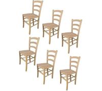 Tommychairs - Set 6 chaises cuisine VENEZIA robuste structure en bois de hêtre poli non traité 100% naturel et assise en bois