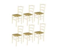 Tommychairs - Set 6 chaises cuisine VENICE robuste structure en bois de hêtre peindré en couleur anilnie blanche et assise en