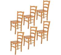 Tommychairs - Set 6 chaises cuisine VENICE robuste structure en bois de hêtre peindré en couleur miel et assise en bois