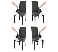 Tommychairs - Set de 4 chaises avec Housse Amovible modèle Jazz pour Cuisine, Structure en hêtre Aniline Noir, Assise et Dossier rembourrés recouverts avec Housse en Tissu Anthracite