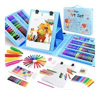 TOMMYHOME TH2002 Kit de dessin de luxe 208 pièces pour enfants de 6 à 12 ans avec crayons de couleur aquarelle (bleu-208 pièces)