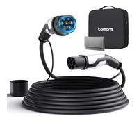 tomons Câble de Charge de Type 2, 11 KW 5 m 16 A, triphasé,Voiture électrique Type 2 pour EV/PHEV, Type 2 vers Type 2 EV, avec Sac de Transport et Chiffon en Microfibre pour modèle