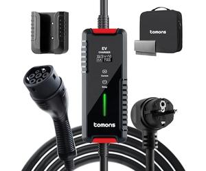 tomons Câble de Charge Schuko Type 2 3,68 KW monophasé 6-16 A 10 m pour Voiture électrique EV avec Affichage numérique contrôlable et Fonction de Retard