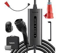 tomons Chargeur VE 11kW, 7m CEE 16A Courant Réglable, IP65 | Courant réglable (6/8/10/13/16A) | LCD | IP65 | prise CEE industrielle 400V | tous véhicules Type 2/PHEV | sac de transport i