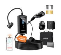 tomons Wallbox Type 2 Schuko 3,68 KW avec APP, 6m 6-16A, écran LCD 2,4", Charge Différée, IP65, Portable/Mural, Compatible avec Tesla Model 3/Y, Volkswagen ID. & VE IEC 62196-2