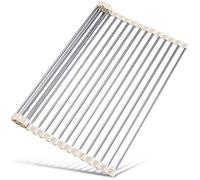 Tomorotec Égouttoir à Vaisselle Enroulable au-Dessus de l'évier, Accessoires d'évier de Cuisine, Gadget, Organiseur Multifonction, égouttoir Pliable en Acier Inoxydable, 45 x 32 cm (Blanc)