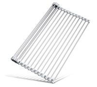 Tomorotec Égouttoir à vaisselle enroulable en acier inoxydable avec bords en silicone couleur marbre, égouttoir de cuisine pliable résistant à la chaleur, supporte jusqu'à 31,8 kg, qualité alimentaire