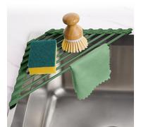 Tomorotec Égouttoir à Vaisselle Triangulaire Compact recouvert de Silicone pour Coin d'évier - Organiseur Pliable en Acier Inoxydable et étagère de Rangement (Vert Kaki)